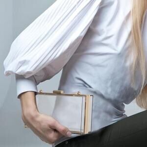 Clear Acrylic Handbag for Women – Shoulder Purse with Gold Tone Chain Strap